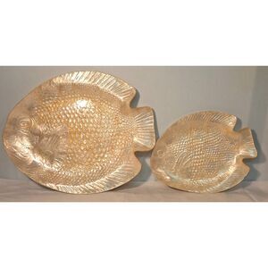 Vintage Acrylic Fish Serving Trays Set Iridescent Lucite Mid Century Decor